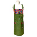 韓国キルトチヨガッポと刺繍の麻エプロン(フリーサイズ)グリーン■epron-35-s【ギフト】【お土産】エプロン 母の日 エプロン メンズ レディース おしゃれ...