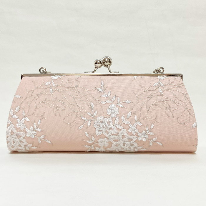 パーティーバッグ・クラッチバッグ 刺繍花柄ライトオレンジ■bag-15-s【おしゃれ】【バッグ】【パーティー】【クラッチ】【和装】【刺繍】【オレンジ】