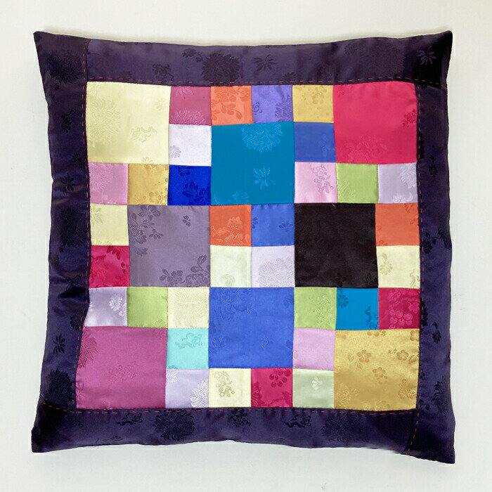 セール10%模様がかわいい韓国チョガッポ座布団カバー クッションカバーパープル 50×50 韓国 インテリア..