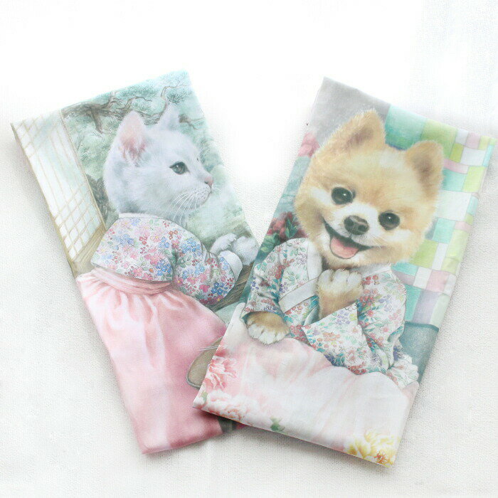 セール10%【イ・ジェヒョンデザイン】 ロココ調韓国衣装のアニマルハンカチ 大■handkerchief-1-s【ギフト】【お土産】