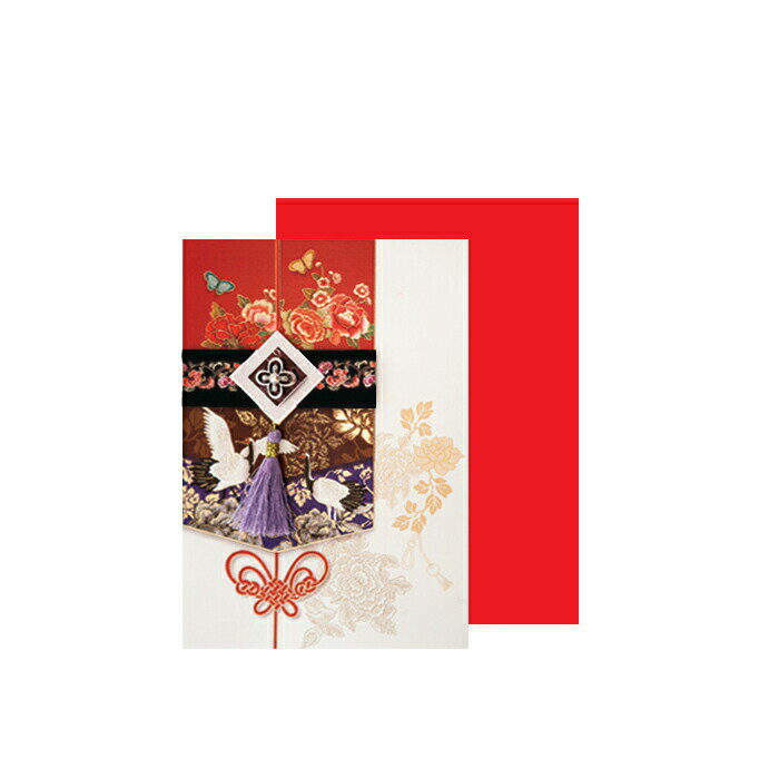 セール10%韓国 メッセージカード (カード兼年賀状)長寿の鶴と牡丹のノリゲ5■messagecard-ft220-5-s【ギフト】【お土産】