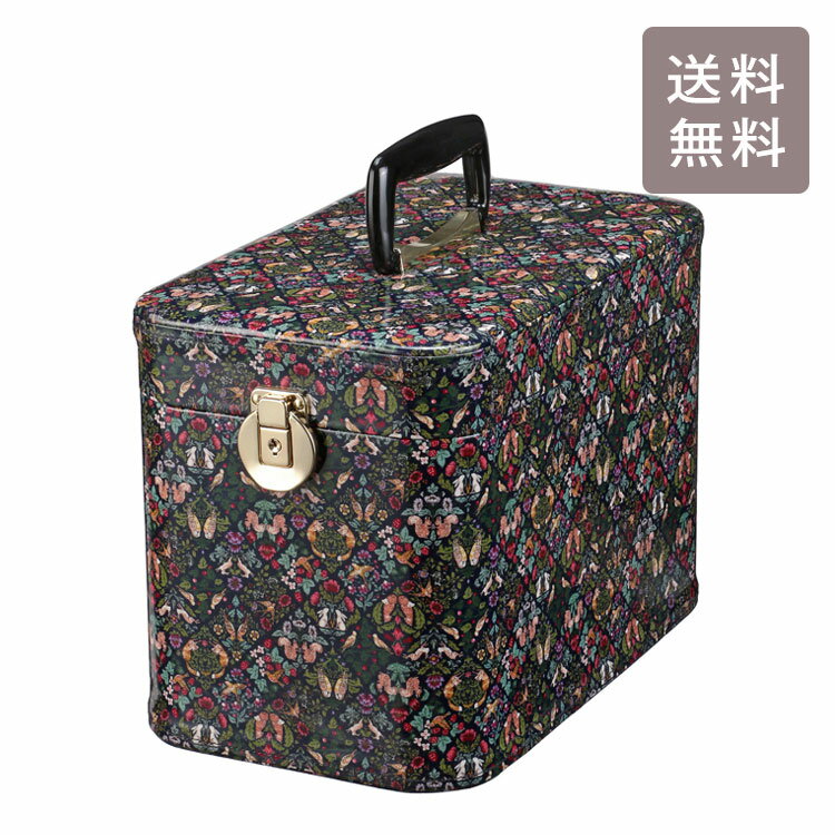 \P2倍+クーポン/ トレンケース 33cm 森の動物たち 送料無料 ミラー付き コスメボックス メイクボックス 大容量 収納ボックス 化粧品 収納