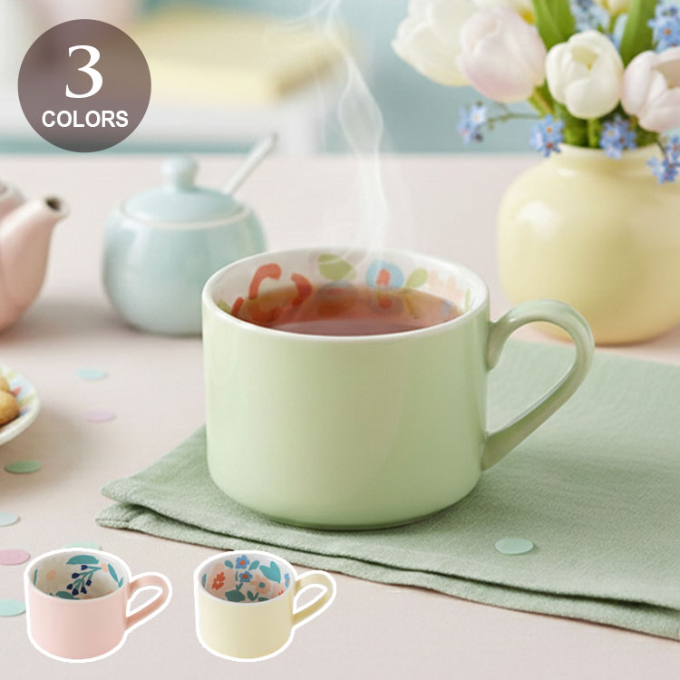 Rakuten - ＼スーパーセールポイントアップ＋クーポン／ マグ マイガーデン 270ml マグカップ クリーム ピンク ライトグリーン 食器 花柄 食洗機対応 電子レンジ対応 ギフト クリーム