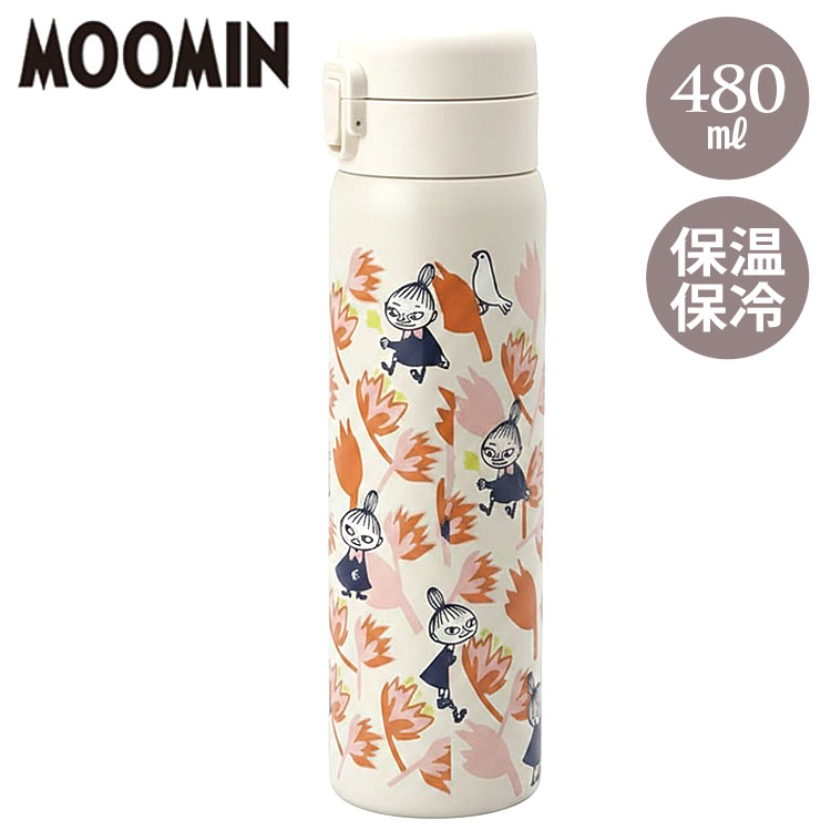 Rakuten - ＼スーパーセールポイントアップ＋クーポン／ ムーミン ワンプッシュ ステンレスボトル 480ml リトルミイフェア 230467 リトルミィ 水筒 保温 保冷 真空二重 マグボトル マグ ボトル