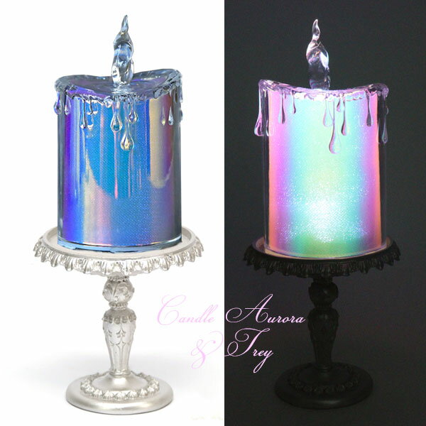 ＼P2倍＋クーポン／ ハルモニア アクリル LED キャンドル オーロラ S 010033 パール ミニ スタンド ト..