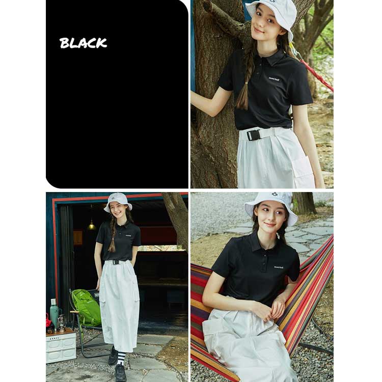 mont bell モンベル レディース パフォーマンスL カラー 半袖 Tシャツ 韓国ファッション ベーシック ベーシック デイリールック アウトドアウェア