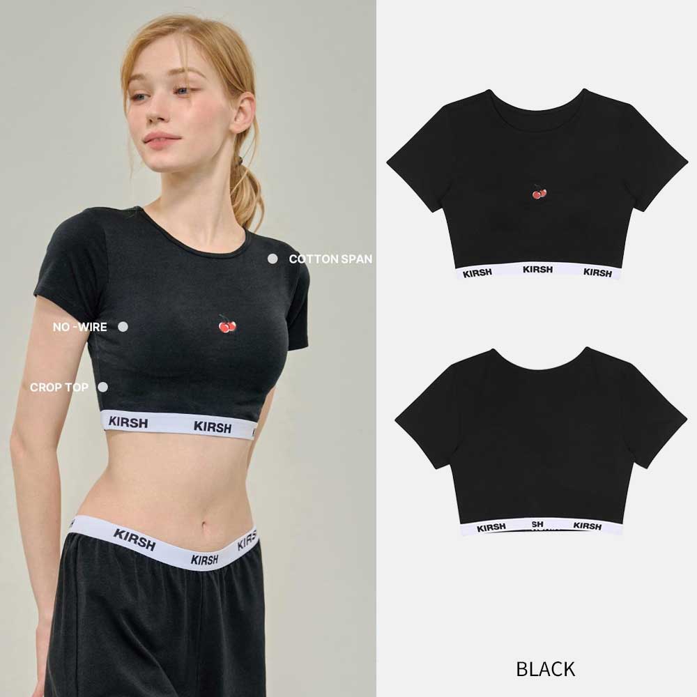 KIRSH キルシー レディース 半袖 クロップ ブラトップ アンダーウェア 韓国ファッション デイリーベーシック