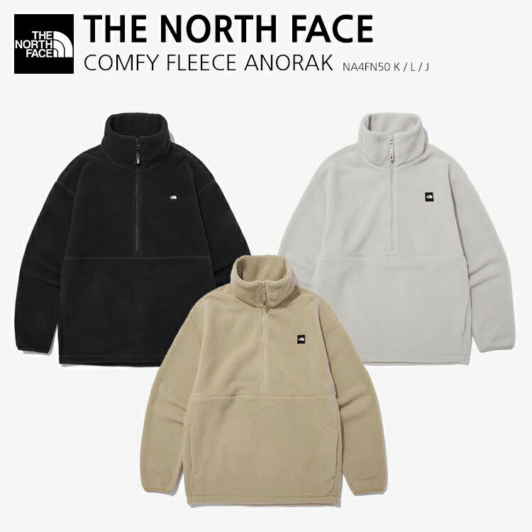 ザ・ノース・フェイス ボアジャケット レディース THE NORTH FACE WHITELABEL 韓国別注 ノースフェイス フリース COMFY FLEECE ANORAK コンフィ フリース アノラック ジャケット ボア ロゴ カジュアル ストリート ベージュ ブラック ホワイト男性用 女性用 男女共用 NA4FN50K/L/J