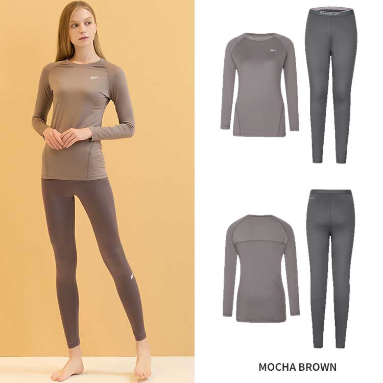 Reebok リーボック レディース スピードウィック 高伸縮性 起毛 ワームウェア 上下セット トップ パンツ セット 韓国ファッション デイリー スポーツウェア ヘルス ピラティス