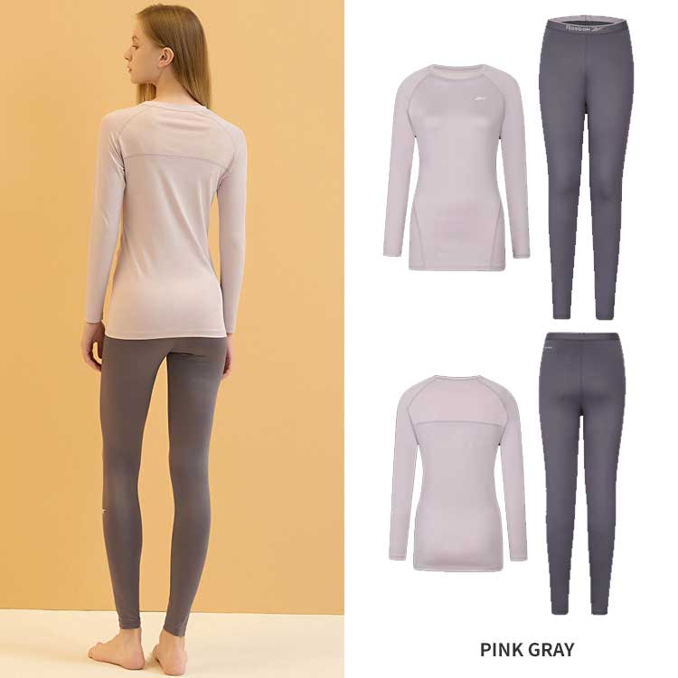 Reebok リーボック レディース スピードウィック 高伸縮性 起毛 ワームウェア 上下セット トップ パンツ セット 韓国ファッション デイリー スポーツウェア ヘルス ピラティス