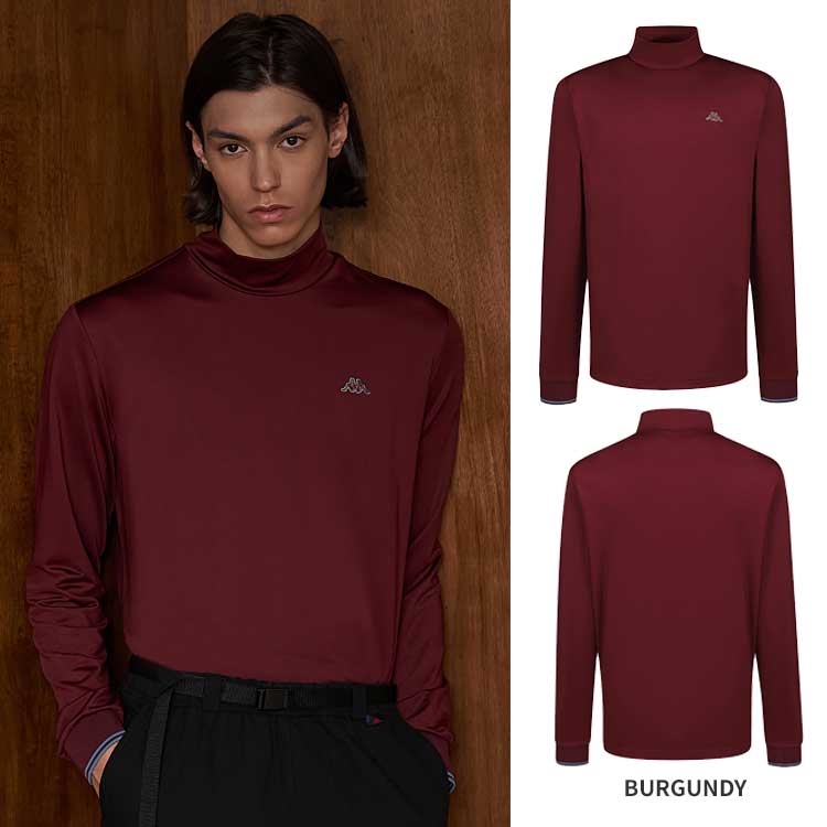KAPPA カッパ メンズ エアロワーム モックネック 長袖 Tシャツ ロングネックTシャツ 韓国ファッション ベーシック デイリー