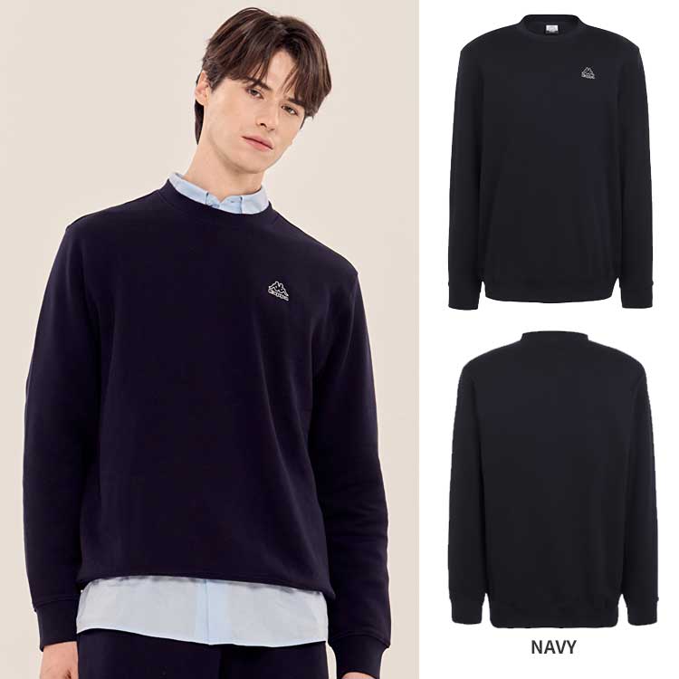 KAPPA カッパ メンズ レディース ユニセックス コットン エッセンシャル マンツーマンTシャツ 長袖 Tシャツ 韓国ファッション ベーシック デイリー