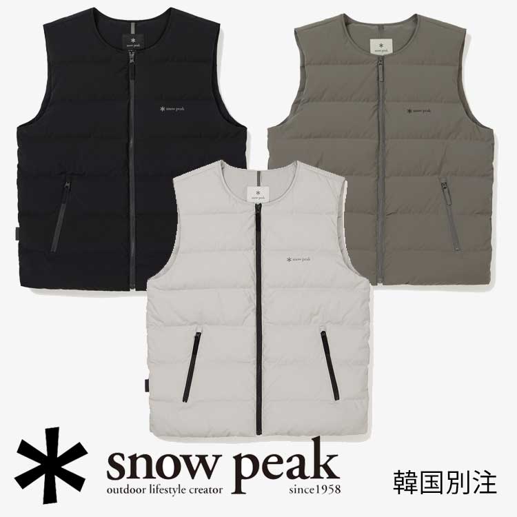 snow peak 韓国別注 スノーピーク プロ ラウンドネック 軽量 ダウン ベスト ダウンベスト キャンプ アウトドアウェア スノーピーク アパレル韓国ファッション スポーツウェア