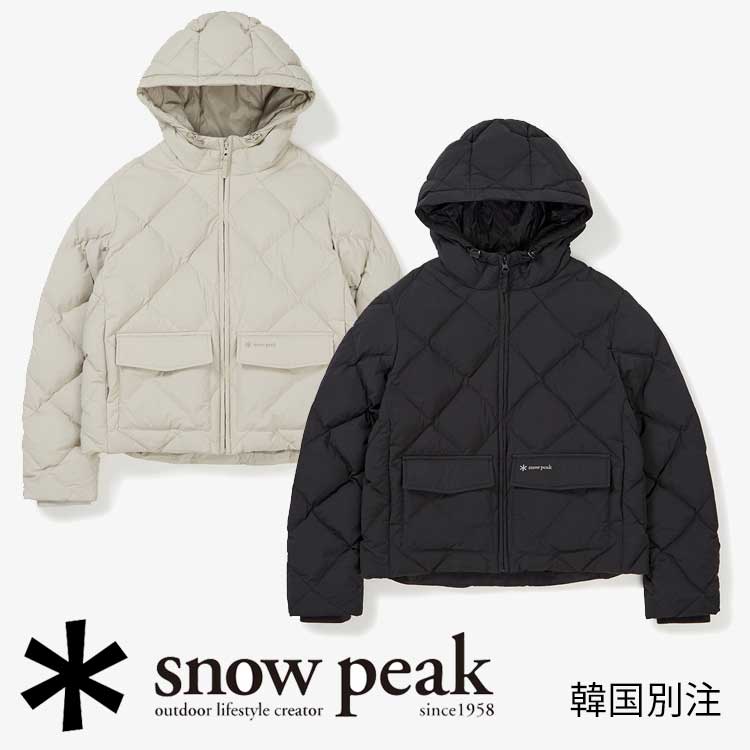 snow peak 韓国別注 スノーピーク ウーマンズ フード ダイヤ キルティング ミドル ダウン ジャケット キャンプ アウトドアウェア スノーピーク アパレル韓国ファッション スポーツウェア