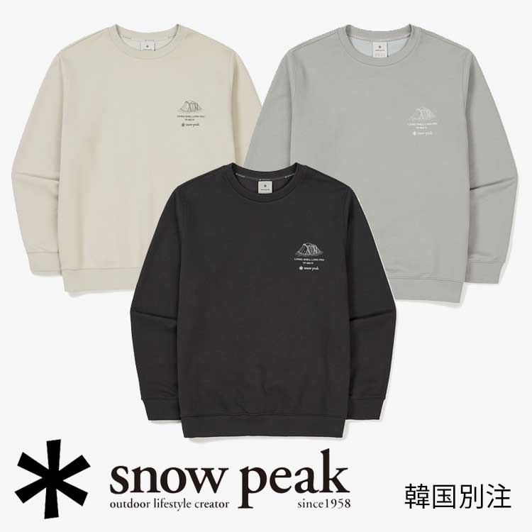 snow peak 韓国別注 スノーピーク ランドギア グラフィック 起毛 マンツーマンTシャツ キャンプ アウトドアウェア スノーピーク アパレル韓国ファッション スポーツウェア