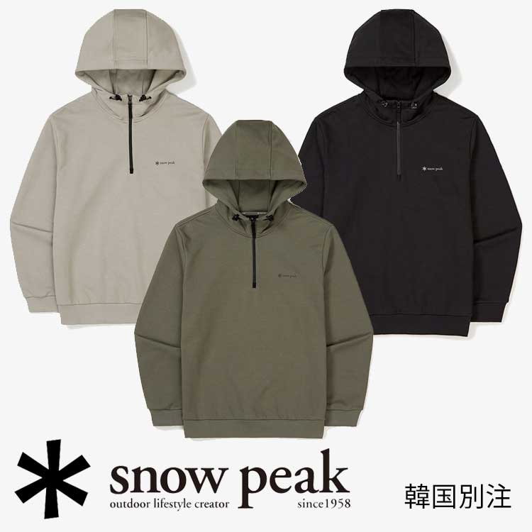 snow peak 韓国別注 スノーピーク ランドテック ハーフジップアップ フード Tシャツ キャンプ アウトドアウェア スノーピーク アパレル韓国ファッション スポーツウェア