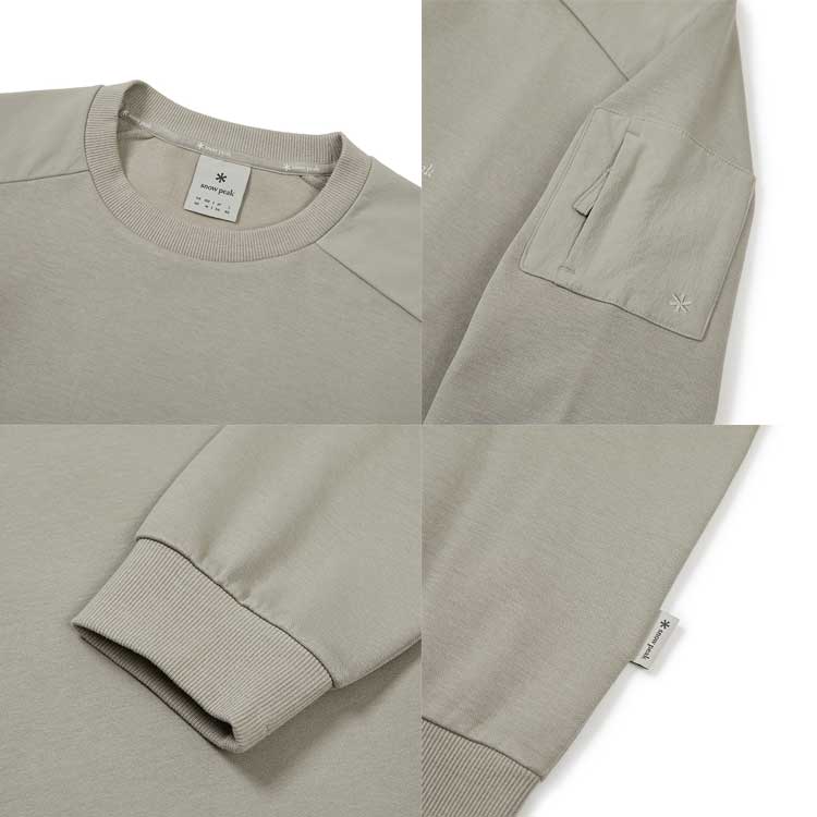 snow peak 韓国別注 スノーピーク プロ ショルダー パッチ 起毛 マンツーマンTシャツ キャンプ アウトドアウェア スノーピーク アパレル韓国ファッション スポーツウェア