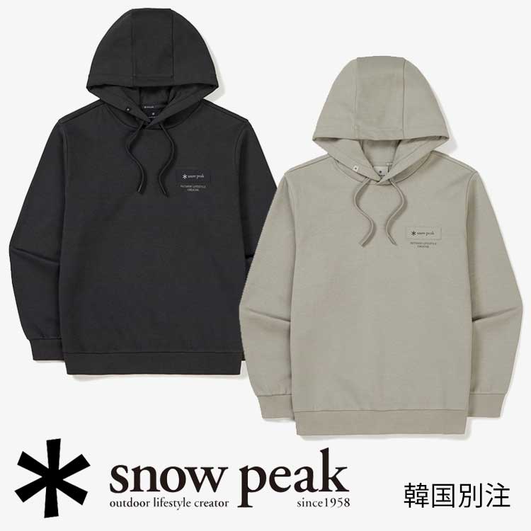 snow peak 韓国別注 スノーピーク フローブン パッチ 起毛 フード Tシャツ キャンプ アウトドアウェア スノーピーク アパレル韓国ファッション スポーツウェア
