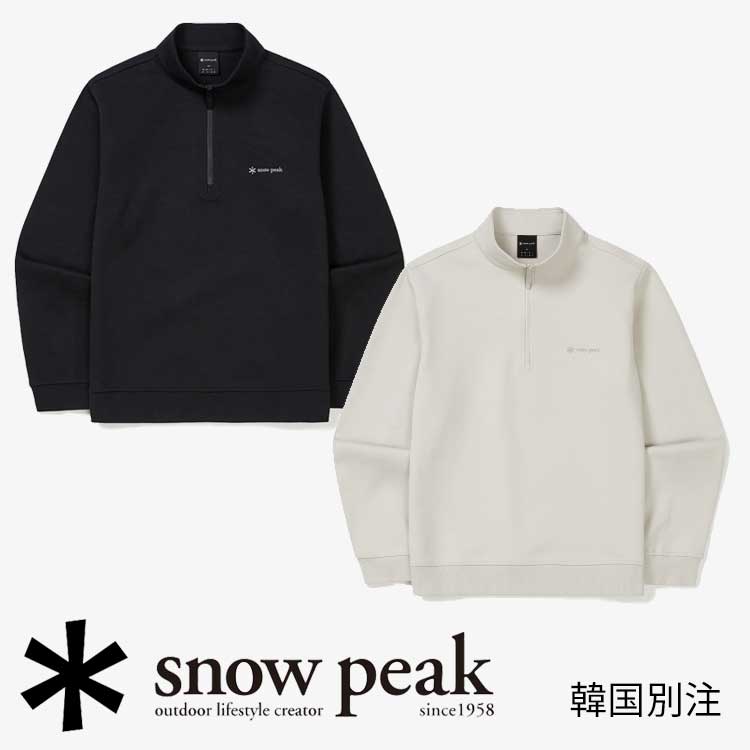 snow peak 韓国別注 スノーピーク プロ ハーフ ジップアップ マンツーマンTシャツ キャンプ アウトドアウェア スノーピーク アパレル韓国ファッション スポーツウェア