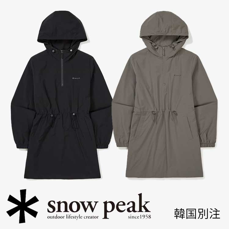 snow peak 韓国別注 スノーピーク プロウーマンズ ミディ丈 フード アノラック キャンプ アウトドアウェア スノーピーク アパレル韓国ファッション スポーツウェア