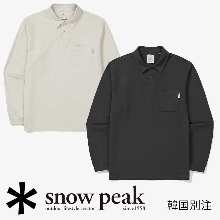 snow peak 韓国別注 スノーピーク エコ クイックドライ 長袖 ポロ Tシャツ キャンプ アウトドアウェア スノーピーク アパレル韓国ファッション スポーツウェア