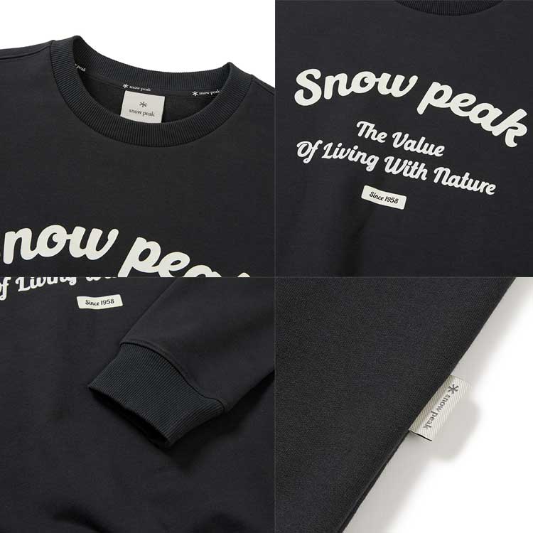 snow peak 韓国別注 スノーピーク レディース レタリング マンツーマンTシャツ キャンプ アウトドアウェア スノーピーク アパレル韓国ファッション スポーツウェア