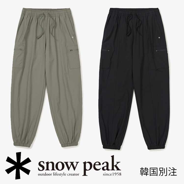 snow peak 韓国別注 スノーピーク プロ レディース ウーブン カーゴ ジョガー パンツ キャンプ アウトドアウェア スノーピーク アパレル韓国ファッション スポーツウェア