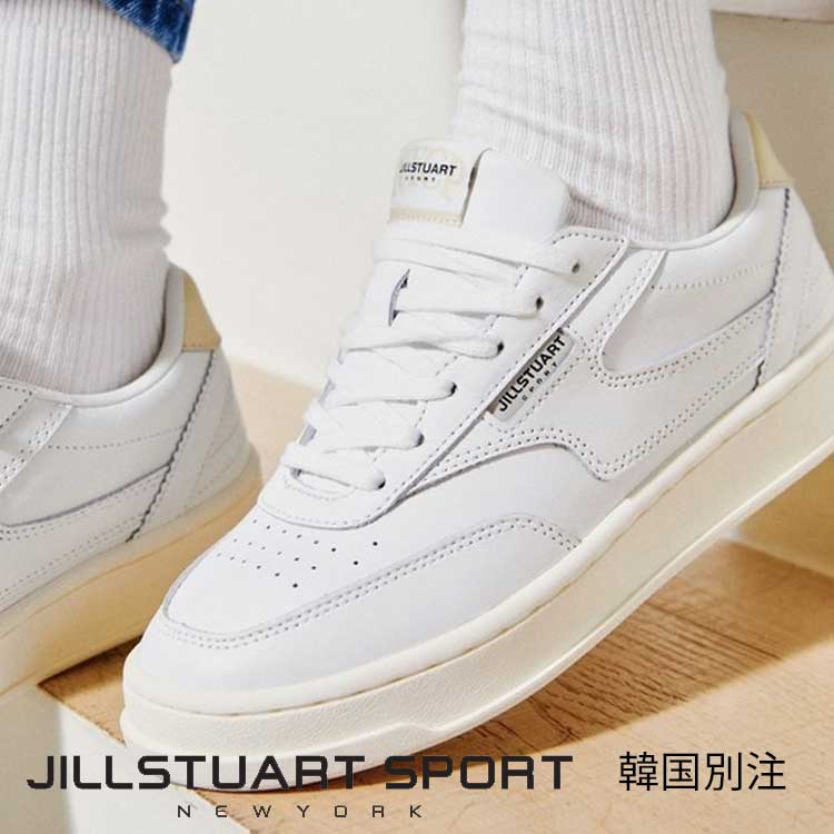JILLSTUART SPORTS 韓国別注 ジルスチュアート スポーツ 男女共用 クリーム カラー配色 レザースニーカー 韓国ファッション スポーツウェア デイリルック
