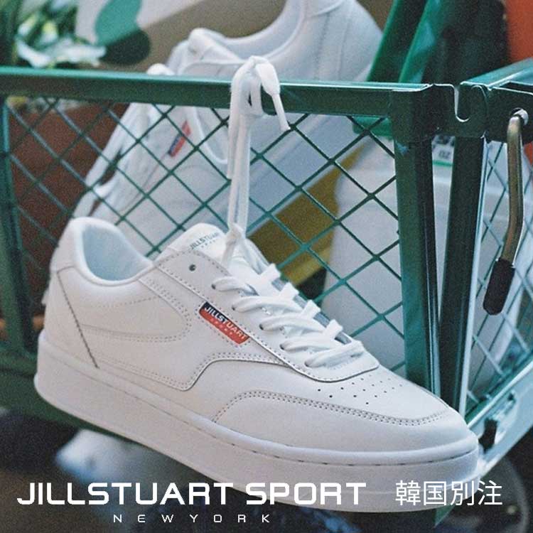 JILLSTUART SPORTS 韓国別注 ジルスチュアートスポーツ 男女共用 ホワイトレザースニーカー レディース メンズ 韓国ファッション スポーツウェア デイリルック