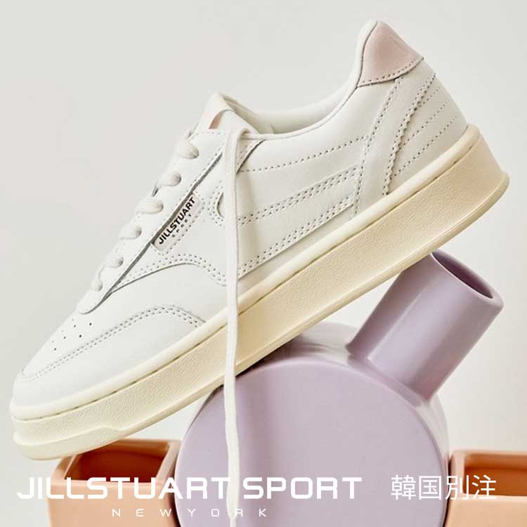 JILLSTUART SPORTS 韓国別注 ジルスチュアートスポーツ 男女共用 ピンク カラー配色 レザースニーカー 韓国ファッション スポーツウェア デイリルック