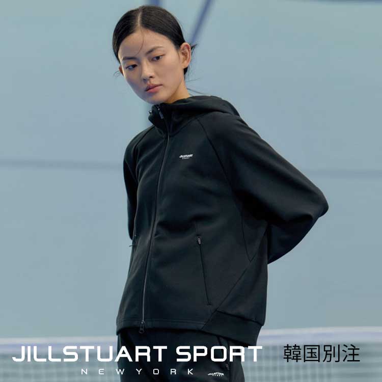 JILLSTUART SPORTS 韓国別注 ジルスチュアートスポーツ フリーアングル トレーニング レディース ブラック 二重織 フード ジップアップ 韓国ファッション スポーツウェア デイリルック