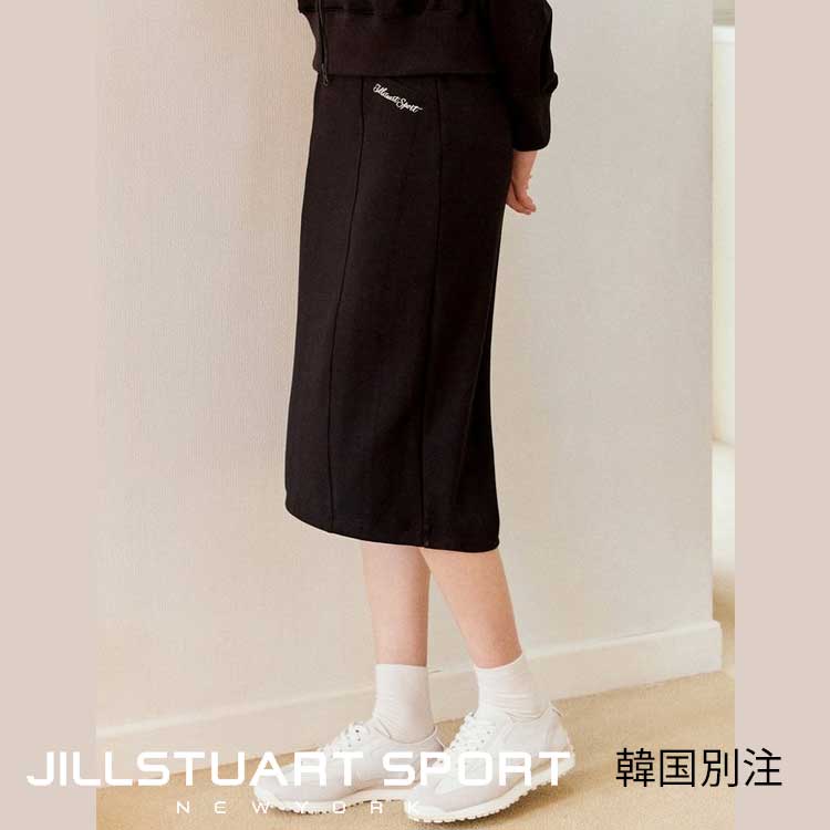 JILLSTUART SPORTS 韓国別注 ジルスチュアート スポーツ レディース ブラック ソフト タッチ ミディ スカート 韓国ファッション スポーツウェア デイリルック