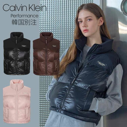 Calvin Klein カルバンクライン パフォーマンスレディースクロップド ダウン ベスト 韓国ファッション デイリーベーシック Calvin Klein カルバンクライン パフォーマンスレディースクロップド ダウン ベスト 韓国ファッション デイリーベーシック