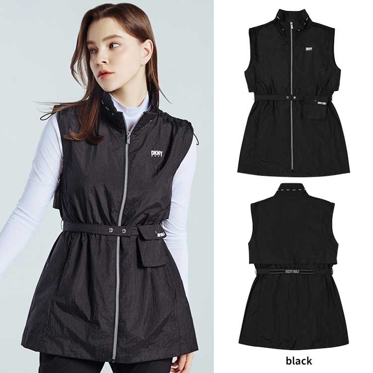 DKNY 韓国別注 ゴルフ レディース 女性 ウーブン テンター 加工 マッシュ セットアップ ベスト 韓国ファッション スポーツウェア ゴルフウェア