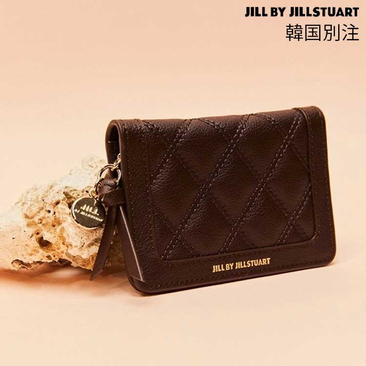 JILL BY JILLSTUART 韓国別注 ジルバイジルスチュアート ブラウン コイン チャーム飾り キルティング レザー カード財布 かばん 韓国ファッション デイリルック