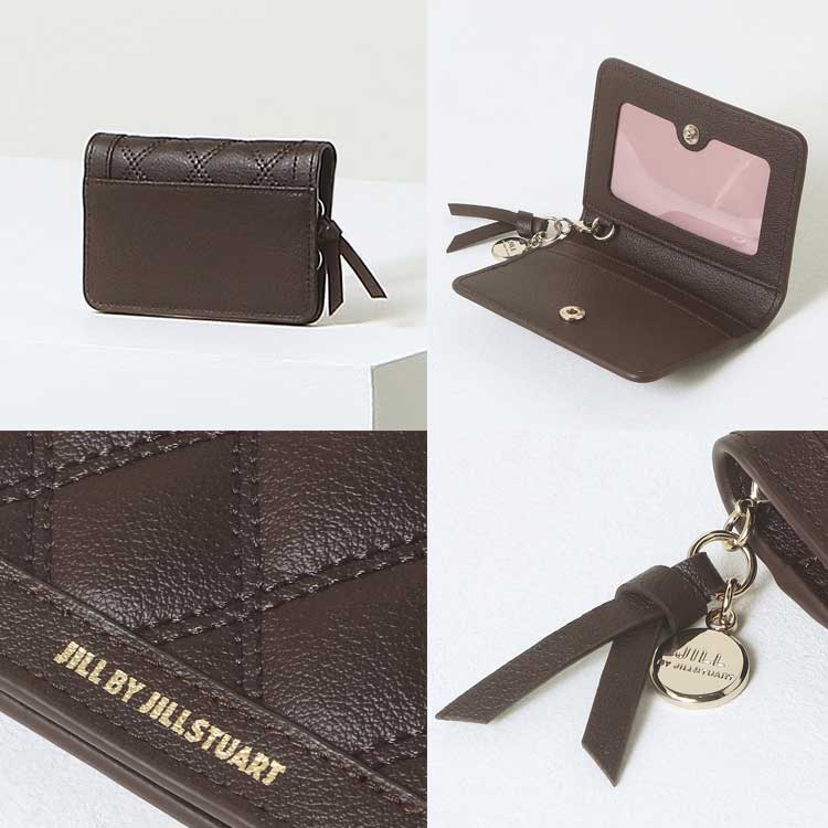 JILL BY JILLSTUART 韓国別注 ジルバイジルスチュアート ブラウン コイン チャーム飾り キルティング レザー カード財布 かばん 韓国ファッション デイリルック