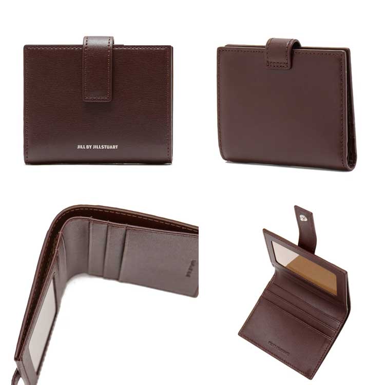 JILL BY JILLSTUART 韓国別注 ジルバイジルスチュアート レディース ブラウン ロゴ 革 二つ折り財布 革財布 韓国ファッション デイリルック