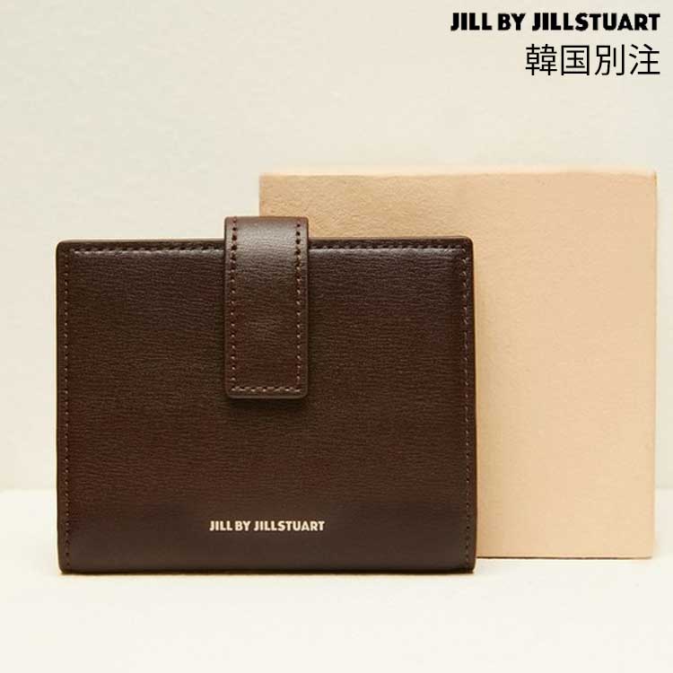 JILL BY JILLSTUART 韓国別注 ジルバイジルスチュアート レディース ブラウン ロゴ 革 二つ折り財布 革財布 韓国ファッション デイリルック