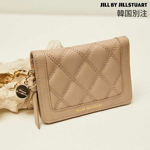 JILL BY JILLSTUART 韓国別注 ジルバイジルスチュアート レディース ベージュ コイン チャーム飾り キルティング レザー カード財布 韓国ファッション デイリルック JILL BY JILLSTUART 韓国別注 ジルバイジルスチュアート レディース ベージュ コイン チャーム飾り キルティング レザー カード財布 韓国ファッション デイリルック