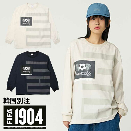 FIFA 1904 韓国別注 フィーファー ヒストリック マーク ウーブン マンツーマンTシャツ 長袖 Tシャツ 韓国ファッション デイリールック ストリートルック FIFA 1904 韓国別注 フィーファー ヒストリック マーク ウーブン マンツーマンTシャツ 長袖 Tシャツ 韓国ファッション デイリールック ストリートルック