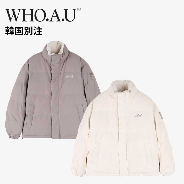 WHO.A.U 韓国別注 フーアーユーリバーシブルボアショートプーパー2 ショートジャケット ジャンパー ボアウールジャケット 韓国ファッション デイリールック ストリートルック