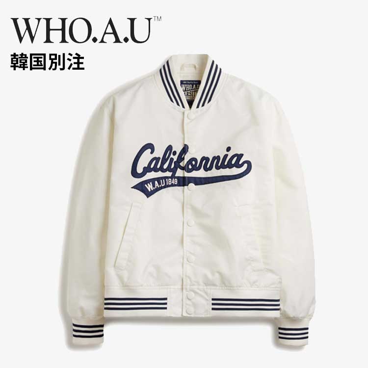 WHO.A.U 韓国別注 フーアーユー レディース バーシティ ジャケット ジャンパー 冬ジャンパー 韓国ファッション デイリールック ストリートルック