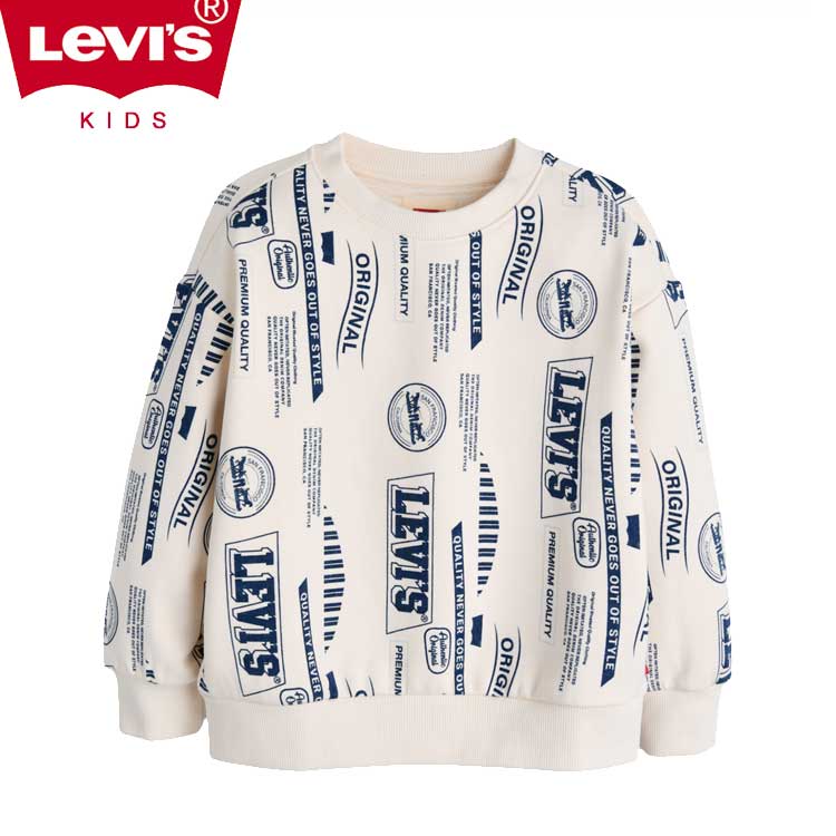 LEVI'S KIDS 韓国別注 リーバイス キッズ ロゴ フロー フル オーバー マンツーマンTシャツ ジュニア トトラー 韓国ファッション 子供服 冬シーズンオフ