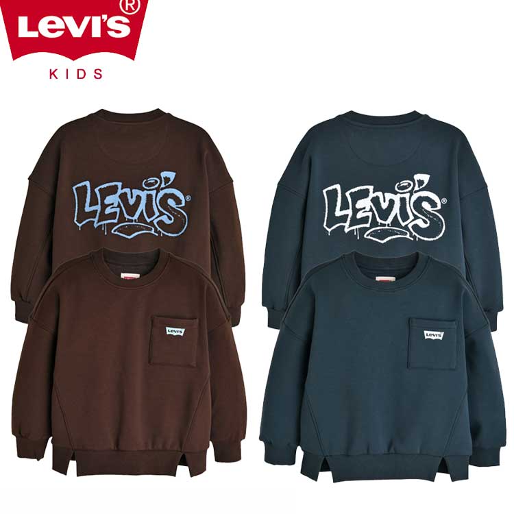 LEVI'S KIDS 韓国別注 リーバイス キッズ LVC グラフィティ バッグ プリント プルオーバー マンツーマンTシャツ ジュニア トトラー 韓国ファッション 子供服 冬シーズンオフ