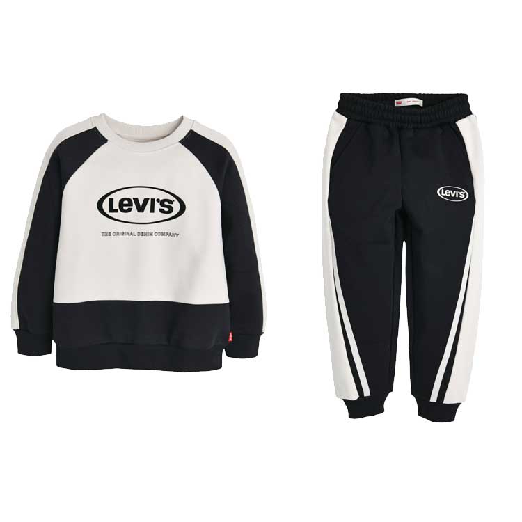 LEVI'S KIDS 韓国別注 リーバイス キッズ スポーティ プルオーバーセット マンツーマン トレーニングウェア ジャージセットアップ ジュニア トトラー 韓国ファッション 子供服 冬シーズンオフ