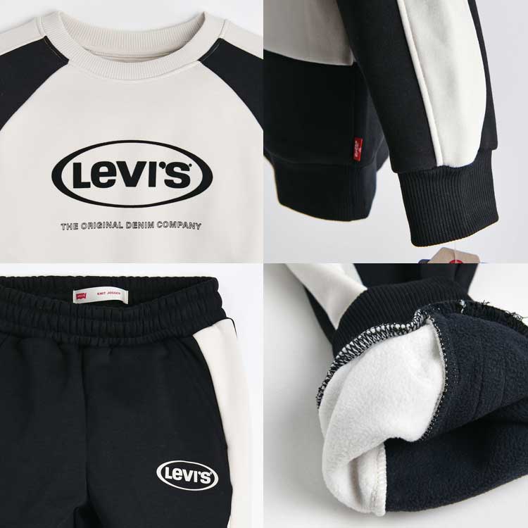 LEVI'S KIDS 韓国別注 リーバイス キッズ スポーティ プルオーバーセット マンツーマン トレーニングウェア ジャージセットアップ ジュニア トトラー 韓国ファッション 子供服 冬シーズンオフ