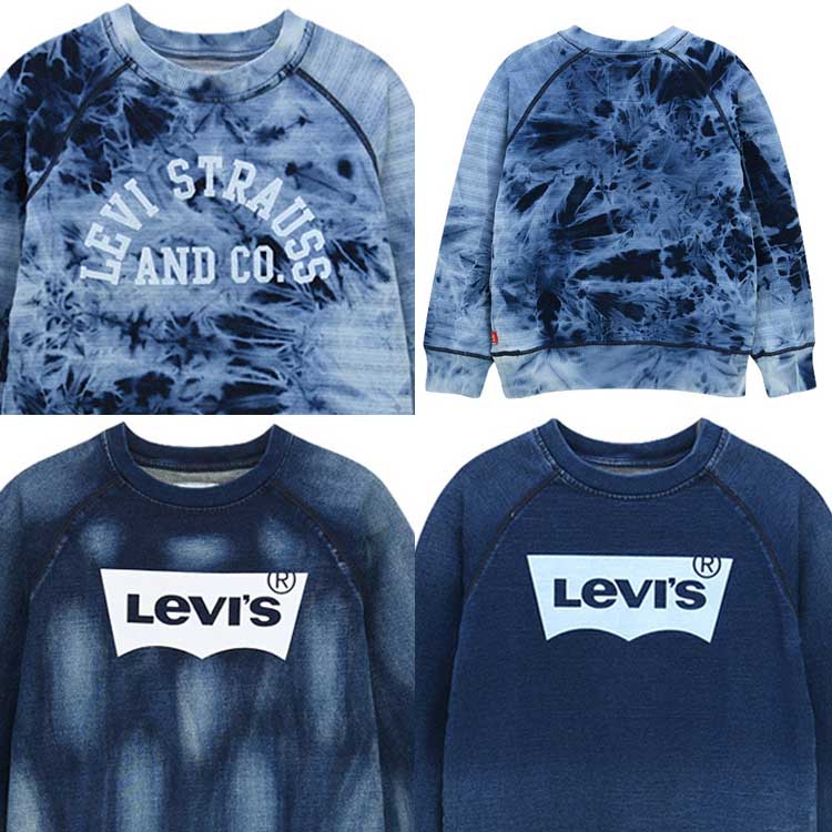 LEVI'S KIDS 韓国別注 リーバイス キッズ 直輸入 インディゴ プルオーバー マンツーマン 長袖 Tシャツ 韓国ファッション 子供服 冬シーズンオフ
