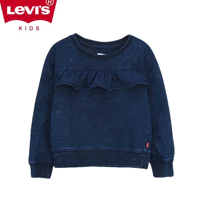 LEVI'S KIDS 韓国別注 リーバイス キッズ 直輸入 キッズ ファッション インディゴ プルオーバー マンツーマン 長袖 Tシャツ 韓国ファッション 子供服 冬シーズンオフ