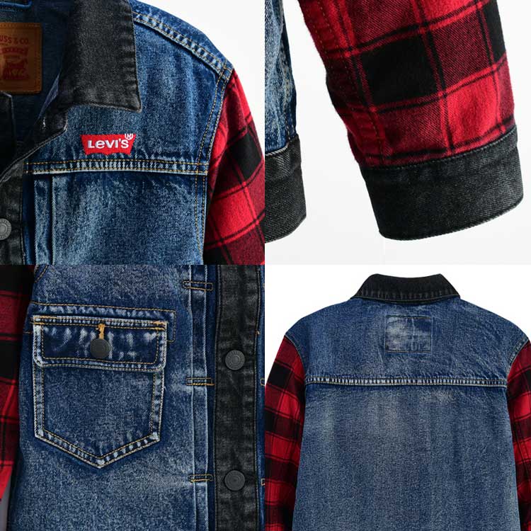 LEVI'S KIDS 韓国別注 リーバイス キッズ 直輸入 袖 チェックトラッカージャケット アウター 韓国ファッション 子供服