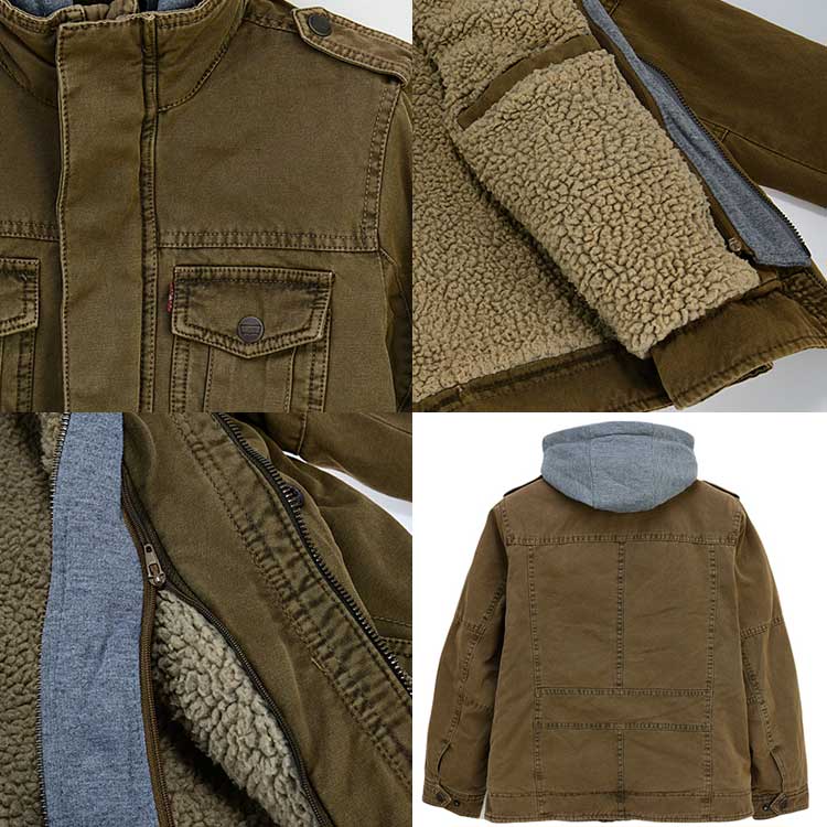 LEVI'S KIDS 韓国別注 リーバイス キッズ 直輸入 ファスナー付きキャンバスジャケット 毛裏地 アウター 韓国ファッション 子供服